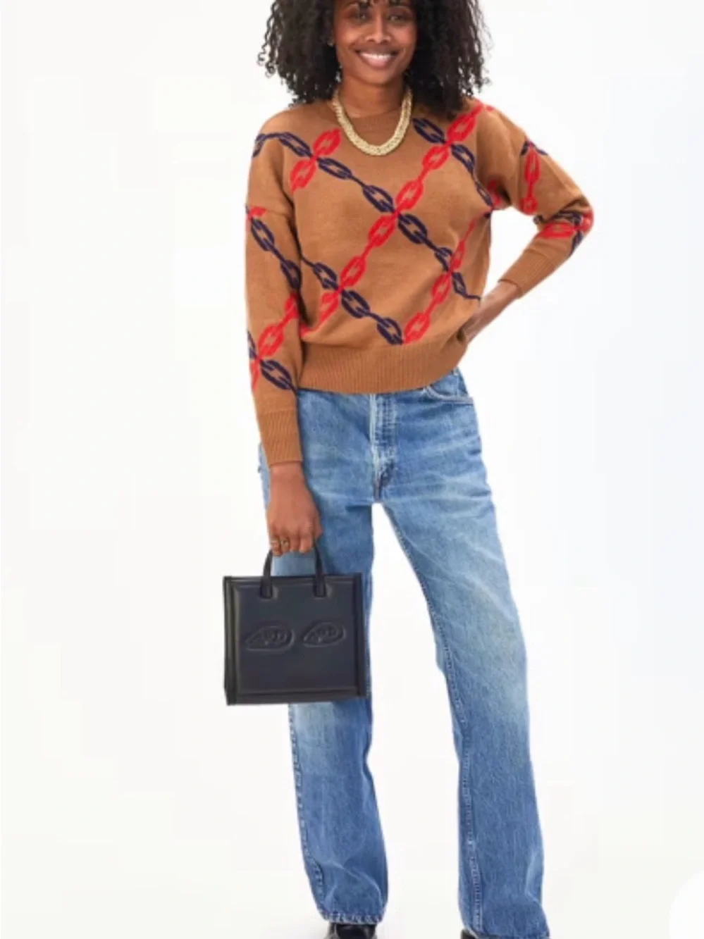 Clare V Petit Simple Tote - Black w/ Eyes
